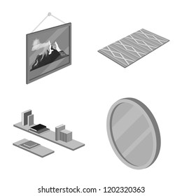Vector design of bedroom and room icon. Set of bedroom and furniture vector icon for stock.