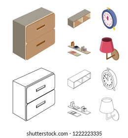 Vector design of bedroom and room icon. Collection of bedroom and furniture stock symbol for web.