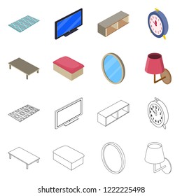 Vector design of bedroom and room icon. Set of bedroom and furniture vector icon for stock.