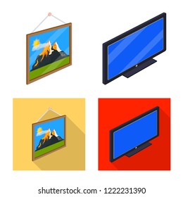 Vector design of bedroom and room icon. Set of bedroom and furniture vector icon for stock.
