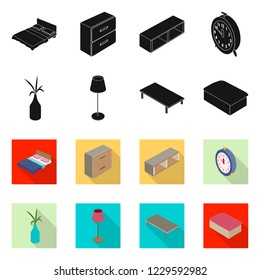 Vector design of bedroom and room icon. Set of bedroom and furniture stock vector illustration.