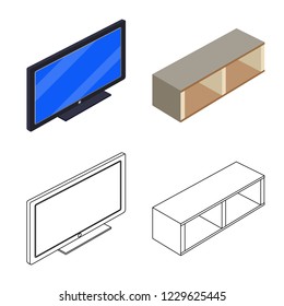 Vector design of bedroom and room icon. Collection of bedroom and furniture stock vector illustration.