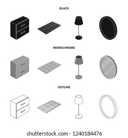 Vector design of bedroom and room icon. Set of bedroom and furniture stock symbol for web.