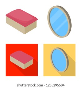 Vector design of bedroom and room icon. Collection of bedroom and furniture vector icon for stock.