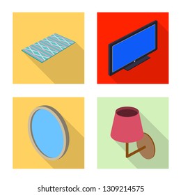 Vector design of bedroom and room icon. Set of bedroom and furniture vector icon for stock.