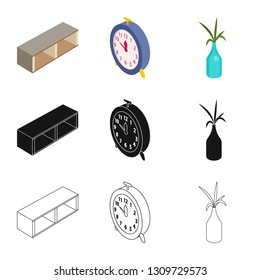 Vector design of bedroom and room icon. Collection of bedroom and furniture vector icon for stock.