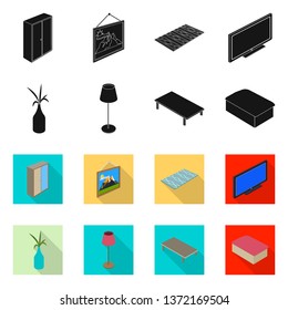 Vector design of bedroom and room icon. Set of bedroom and furniture stock vector illustration.