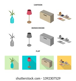 Vector design of bedroom and room icon. Set of bedroom and furniture stock symbol for web.