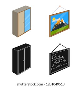 Vector design of bedroom and room logo. Collection of bedroom and furniture vector icon for stock.