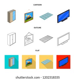 Vector design of bedroom and room logo. Set of bedroom and furniture stock vector illustration.