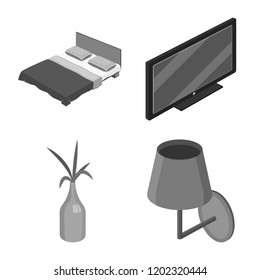 Vector design of bedroom and room logo. Collection of bedroom and furniture vector icon for stock.