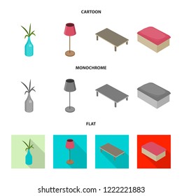 Vector design of bedroom and room logo. Collection of bedroom and furniture stock symbol for web.