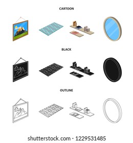 Vector design of bedroom and room logo. Collection of bedroom and furniture stock symbol for web.
