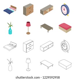 Vector design of bedroom and room logo. Set of bedroom and furniture vector icon for stock.