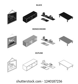 Vector design of bedroom and room logo. Collection of bedroom and furniture stock symbol for web.