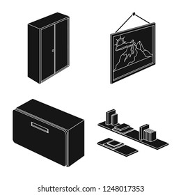 Vector design of bedroom and room logo. Set of bedroom and furniture vector icon for stock.