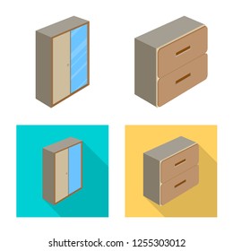 Vector design of bedroom and room logo. Collection of bedroom and furniture stock vector illustration.