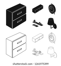 Vector design of bedroom and room logo. Collection of bedroom and furniture stock vector illustration.