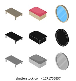 Vector design of bedroom and room logo. Collection of bedroom and furniture stock symbol for web.