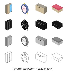 Vector design of bedroom and room logo. Collection of bedroom and furniture vector icon for stock.