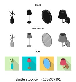 Vector design of bedroom and room logo. Set of bedroom and furniture stock vector illustration.
