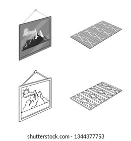 Vector design of bedroom and room logo. Collection of bedroom and furniture stock vector illustration.