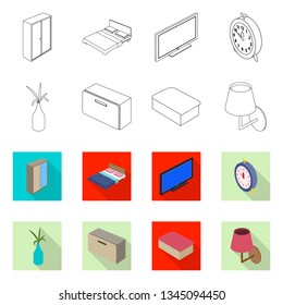 Vector design of bedroom and room logo. Collection of bedroom and furniture stock vector illustration.