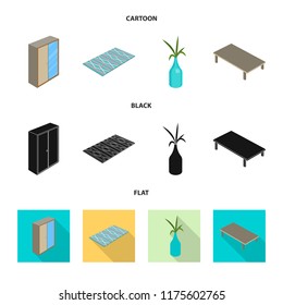 Vector design of bedroom and room sign. Collection of bedroom and furniture stock vector illustration.
