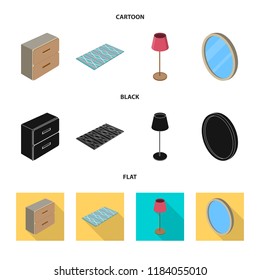 Vector design of bedroom and room sign. Set of bedroom and furniture vector icon for stock.