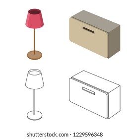 Vector design of bedroom and room sign. Collection of bedroom and furniture stock symbol for web.