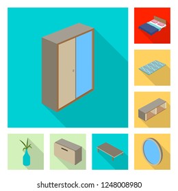 Vector design of bedroom and room sign. Collection of bedroom and furniture stock vector illustration.