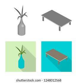 Vector design of bedroom and room sign. Collection of bedroom and furniture stock vector illustration.