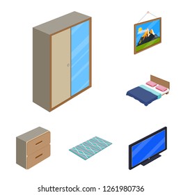 Vector design of bedroom and room sign. Collection of bedroom and furniture stock vector illustration.
