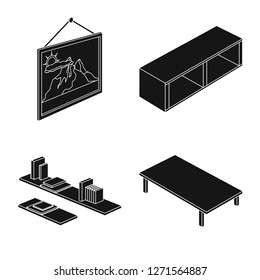 Vector design of bedroom and room sign. Collection of bedroom and furniture vector icon for stock.