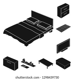 Vector design of bedroom and room sign. Set of bedroom and furniture vector icon for stock.