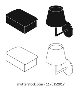 Vector design of bedroom and room symbol. Set of bedroom and furniture vector icon for stock.