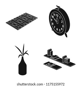 Vector design of bedroom and room symbol. Set of bedroom and furniture vector icon for stock.