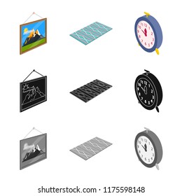 Vector design of bedroom and room symbol. Collection of bedroom and furniture stock vector illustration.