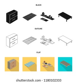Vector design of bedroom and room symbol. Collection of bedroom and furniture vector icon for stock.
