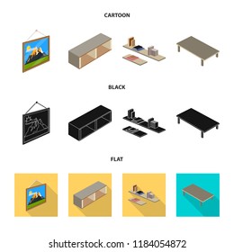 Vector design of bedroom and room symbol. Collection of bedroom and furniture stock vector illustration.