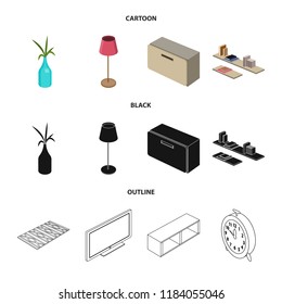 Vector design of bedroom and room symbol. Collection of bedroom and furniture vector icon for stock.