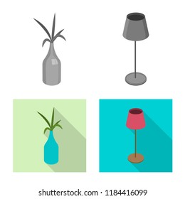 Vector design of bedroom and room symbol. Set of bedroom and furniture stock vector illustration.
