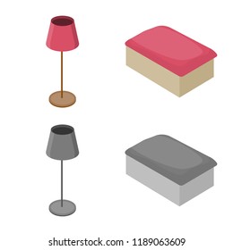 Vector design of bedroom and room symbol. Collection of bedroom and furniture stock vector illustration.