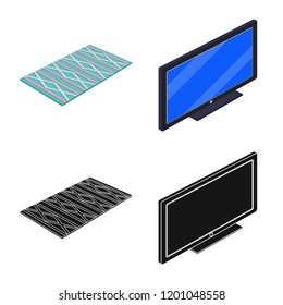 Vector design of bedroom and room symbol. Collection of bedroom and furniture vector icon for stock.