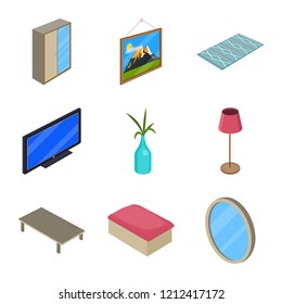 Vector design of bedroom and room symbol. Set of bedroom and furniture stock vector illustration.