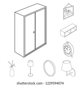 Vector design of bedroom and room symbol. Collection of bedroom and furniture stock symbol for web.