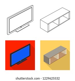 Vector design of bedroom and room symbol. Collection of bedroom and furniture vector icon for stock.