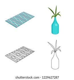 Vector design of bedroom and room symbol. Set of bedroom and furniture vector icon for stock.