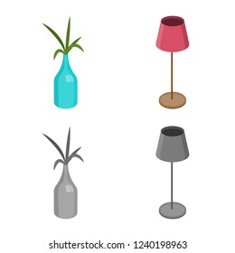 Vector design of bedroom and room symbol. Collection of bedroom and furniture stock symbol for web.