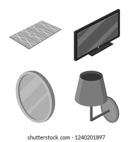 Vector design of bedroom and room symbol. Collection of bedroom and furniture vector icon for stock.